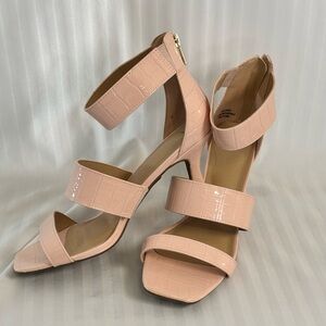 Cato Blush Croc-Embossed Heels